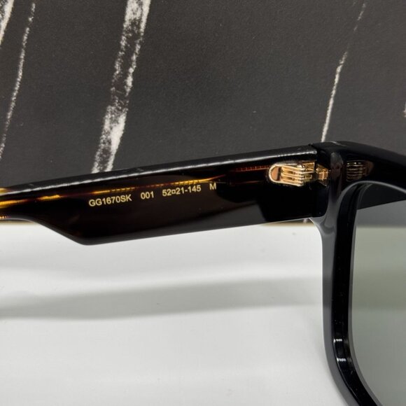 NEW GG1670SK 001 GUCCI SUNGLASSES BLACK HAVANA GREY UNISEX EYEWEAR GUCCI - Picture 10 of 12
